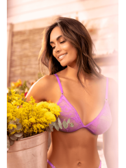 Ensemble sexy 2 pièces en dentelle douce et extensible avec haut réglable et string Mapalé - MAL8949WORC