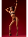 Ensemble sexy 4 pièces peek-a-boo avec chaînes, menottes et masque Mapalé - MAL8959BLK
