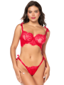 Ensemble sexy 2 pièces en dentelle avec bretelles et string à nouer Mapalé - MAL8968RED