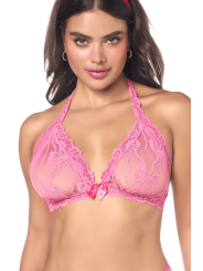 Ensemble sexy 2 pièces rose en dentelle avec haut et string Mapalé - MAL8971PINK