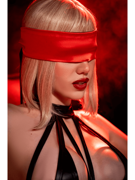 Accessoire sexy en satin polyvalent : masque ou lien pour les mains Mapalé - MAL128BKRD