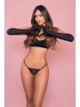 String sexy en dentelle avec détail perle suspendue Mapalé - MAL129BLK