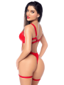 Body sexy en similicuir avec armatures et porte-jarretelles amovible Mapalé - MAL2810RED