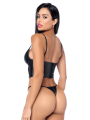 Ensemble sexy 2 pièces en similicuir avec bustier à armatures et string Mapalé - MAL2803BLK