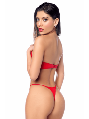 Ensemble sexy 2 pièces en similicuir avec bustier structuré et string Mapalé - MAL2809RED