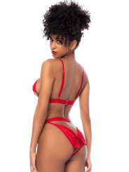 Ensemble 2 pièces Mapalé bonnets ouverts avec nœuds - MAL8901RED