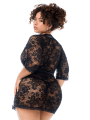 Peignoir en dentelle grande taille Mapalé avec string assorti - MAL7618XBLK