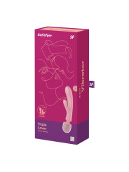 2 en 1 Vibromasseur rabbit et wand rose USB Triple Lover Satisfyer - CC597843