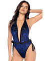 Body teddy plongeant en velours floral Mapalé - MAL8940BKB