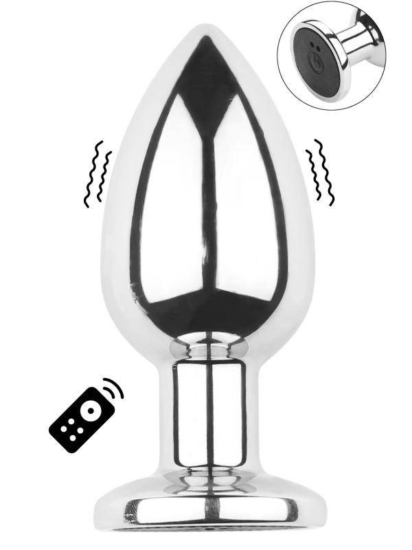 Plug vibrant acier inoxydable anal taille M avec télécommande, USB - RY-207-M