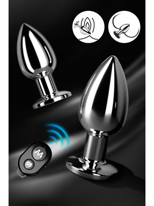 Plug vibrant acier inoxydable anal taille M avec télécommande, USB - RY-207-M