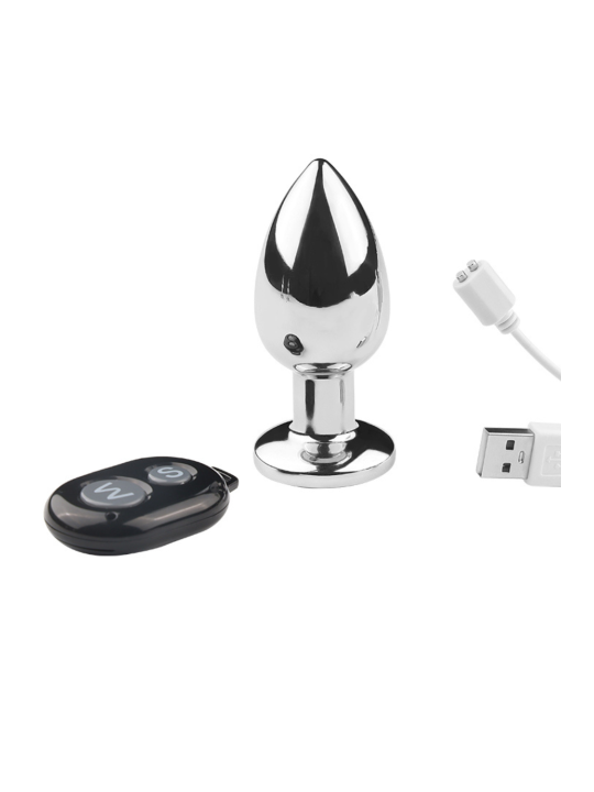 Plug vibrant acier inoxydable anal taille S avec télécommande, USB - RY-207-S