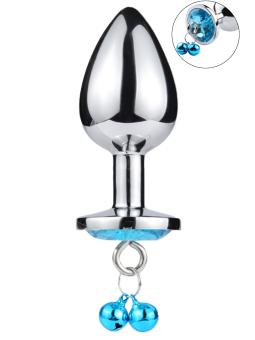 Plug bijou aluminium bleu avec clochettes Taille M -  RY-002-A-ZB