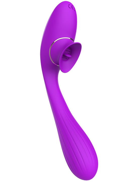 Stimulateur Clitoridien avec langue  Vibromasseur Point G 2-en-1 DISA Violet Cœur Ardent - WS-NV025