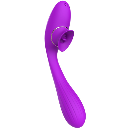 Stimulateur Clitoridien avec langue  Vibromasseur Point G 2-en-1 DISA Violet Cœur Ardent - WS-NV025