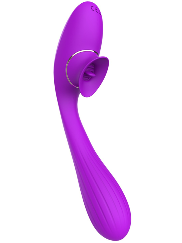 Stimulateur Clitoridien avec langue  Vibromasseur Point G 2-en-1 DISA Violet Cœur Ardent - WS-NV025