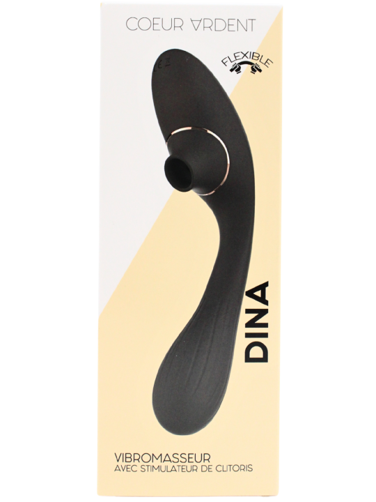 Stimulateur Clitoridien  Vibromasseur Point G 2-en-1 DINA Noir - WS-NV017BLK