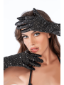 Une paire de gants satinés noirs avec strass - Mapalé