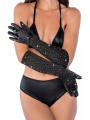 Une paire de gants satinés noirs avec strass - Mapalé