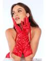 Une paire de gants satinés rouges avec strass - Mapalé