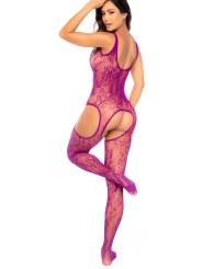 Bodystocking en résille à motif floral, couleur orchidée - Mapalé