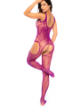 Bodystocking en résille à motif floral, couleur orchidée - Mapalé