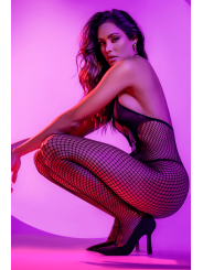 Bodystocking en résille noire, ouvert à l’entrejambe - Mapalé