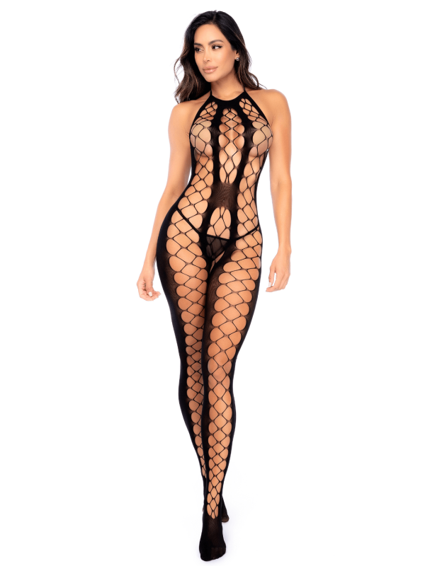 Bodystocking en résille noire échancrée - Mapalé