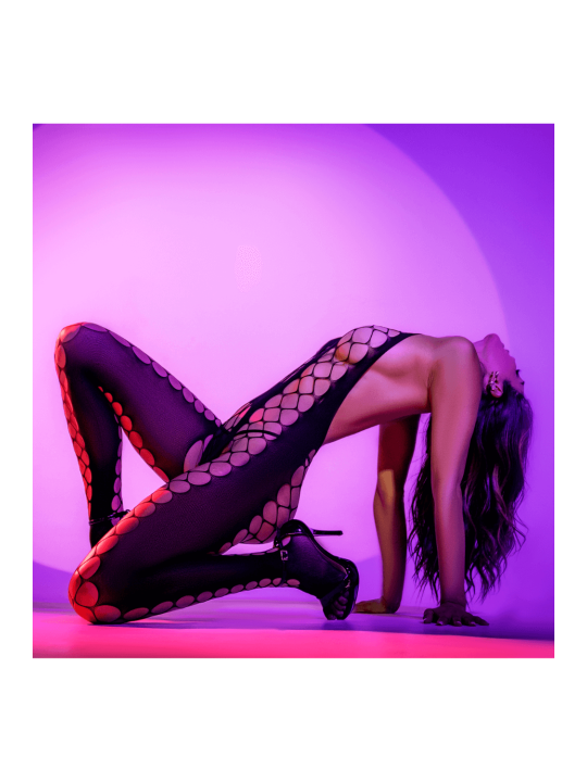 Bodystocking en résille noire échancrée - Mapalé