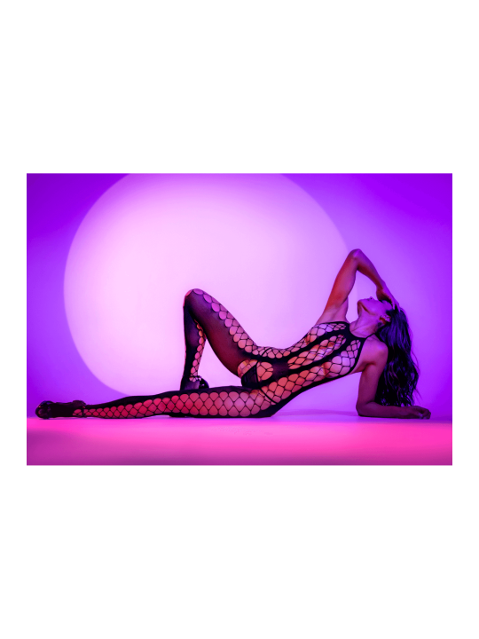 Bodystocking en résille noire échancrée - Mapalé