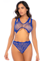 Body en résille bleu avec chaînes dorées - Mapalé