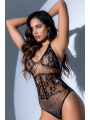 Body résille florale noir avec strass - Mapalé