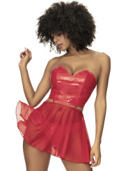 Ensemble lingerie Deux Pièces Wet Look Rouge 