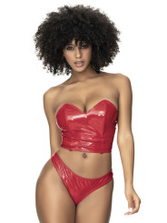 Ensemble lingerie Deux Pièces Wet Look Rouge 