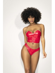 Ensemble lingerie Deux Pièces Wet Look Rouge 