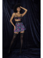 Deux-en-un, nuisette et ensemble trois pièces noir, tissu fleur exotique 
