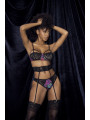 Deux-en-un, nuisette et ensemble trois pièces noir, tissu fleur exotique 