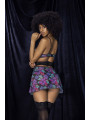 Deux-en-un, nuisette et ensemble trois pièces noir, tissu fleur exotique 