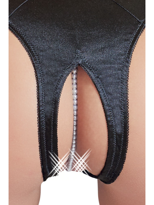 Tanga ouvert en satin avec perles - Cottelli