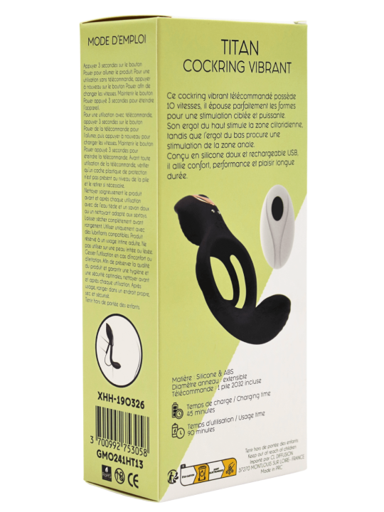 TITAN – Cockring Vibrant Télécommandé