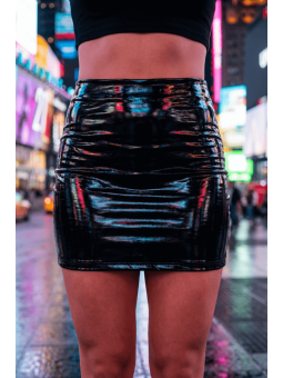 Jupe noire en simili cuir avec zip Lara - LSL6-S