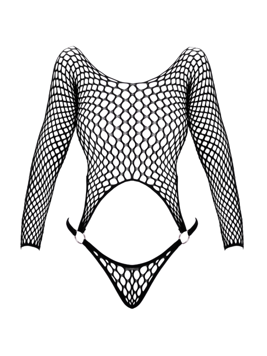 Bodystring en résille grosse maille noir Fantasy