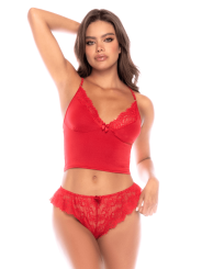 Ensemble 2 pièces rouge dentelle élégance classique – Mapalé
