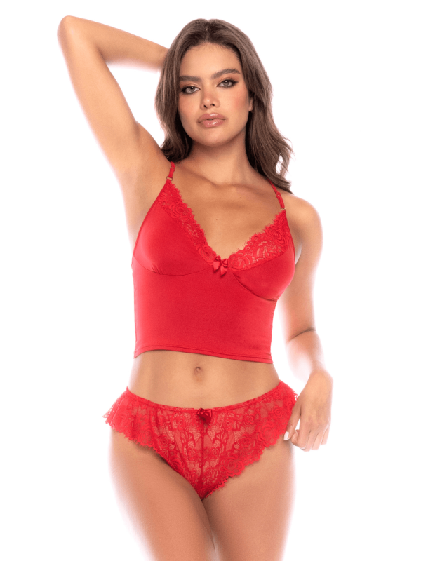 Ensemble 2 pièces rouge dentelle élégance classique – Mapalé