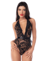 Body noir en dentelle avec dos ouvert et accessoires – Mapalé