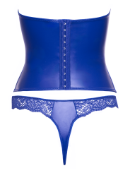 Ensemble corset bustier bleu royal avec string - Cottelli
