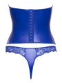 Ensemble corset bustier bleu royal avec string - Cottelli