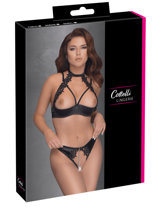 Soutien-gorge balconnet  string ouvert avec chaîne amovible - Cottelli