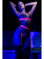 Ensemble lingerie 3 pièces bleu et rose brodé avec sequins – Mapalé