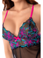 Babydoll noir en maille transparente avec sequins brodés – Mapalé